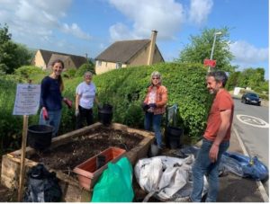 Parish Councillors and Volunteers planting a Mill Lane Raised Bed