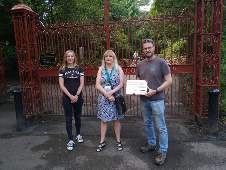 Councillors Chris and Nadine Watts with Mary Hardwidge of Community First at the plaque handover for the Quarry Road gates